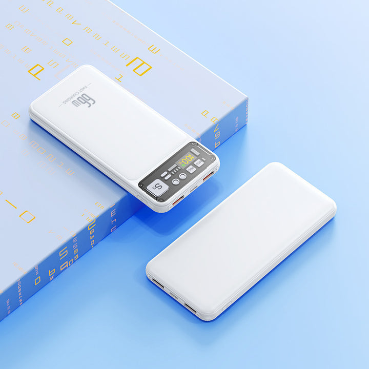 Powerbank med integrert kabelsystem og digital ladevisning Skanto