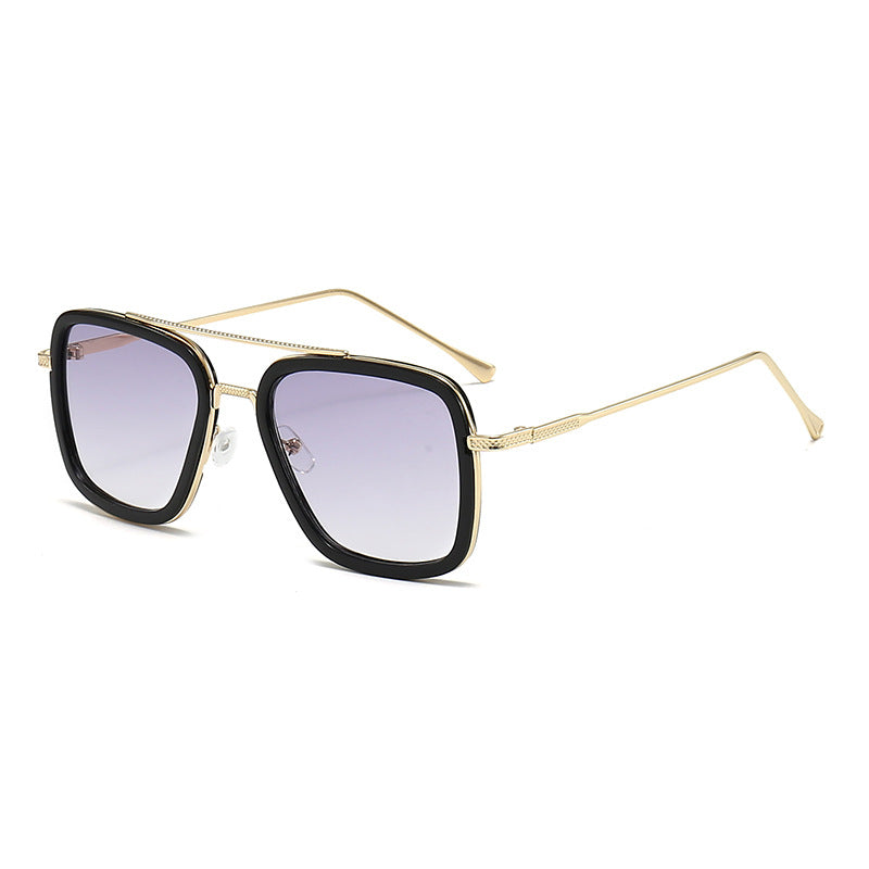 Dame moteristisk kvadratisk solbrille med glamorøs metallramme Skanto