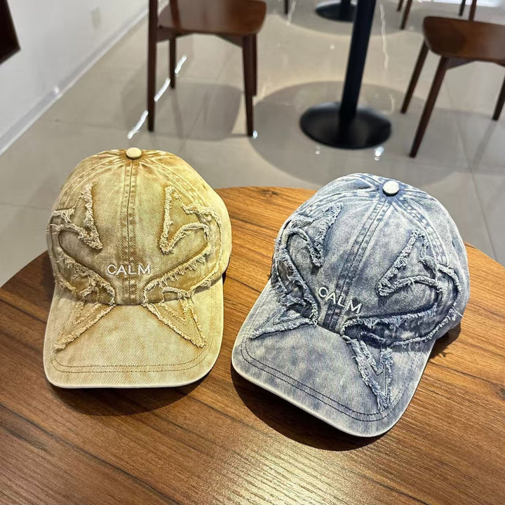 Unisex Slittet Denim Brodert Caps Skanto