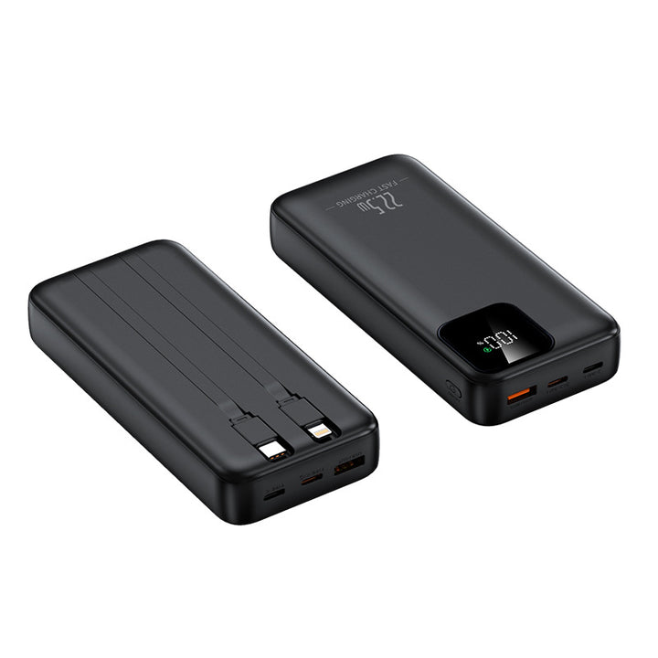 Powerbank med integrerte ladekabler og digitalt ladeindikator Skanto