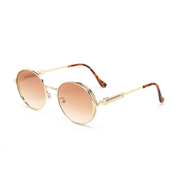 Dame rund Vintage-solbrille med eksklusiv metallramme Skanto