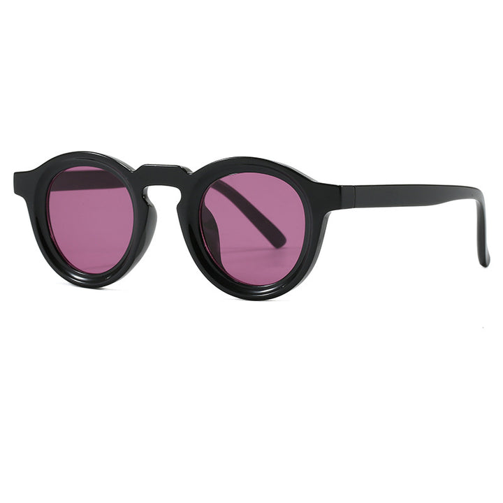 Damer fashionable runde solbriller med transparent ramme og UV-beskyttelse Skanto