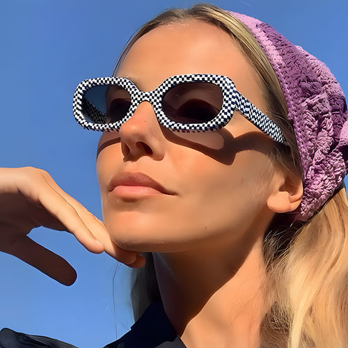 Dame oversized solbriller med unikt mønster Skanto