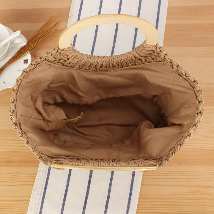 Designer bag made of handmade wicker with wooden handle Skanto