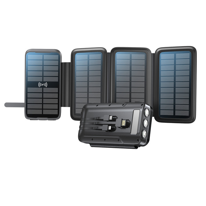 Bærbar solenergi powerbank med trådløs lading og LED-lampe Skanto
