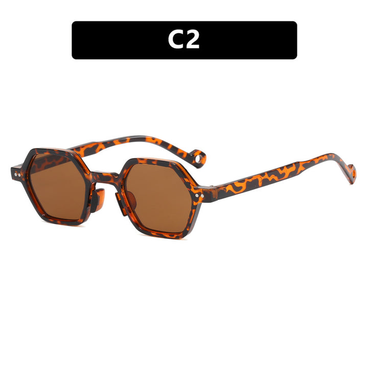 Dame heksagonal solbrille i moderne design med beskyttende linser Skanto