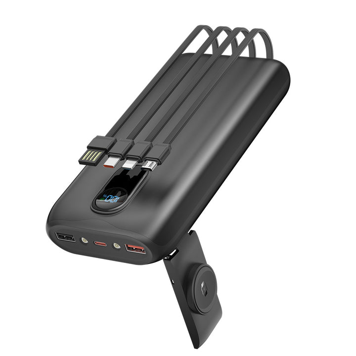 Bærbar powerbank med innebygde ladekabler og LCD-skjerm Skanto