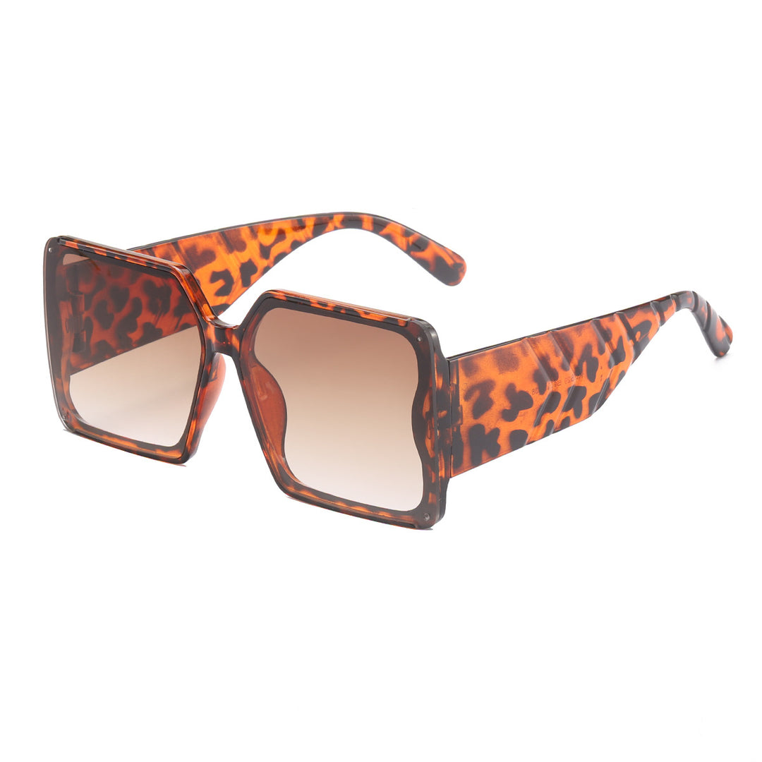 Dame oversized solbriller i trendy leopardmønster Skanto