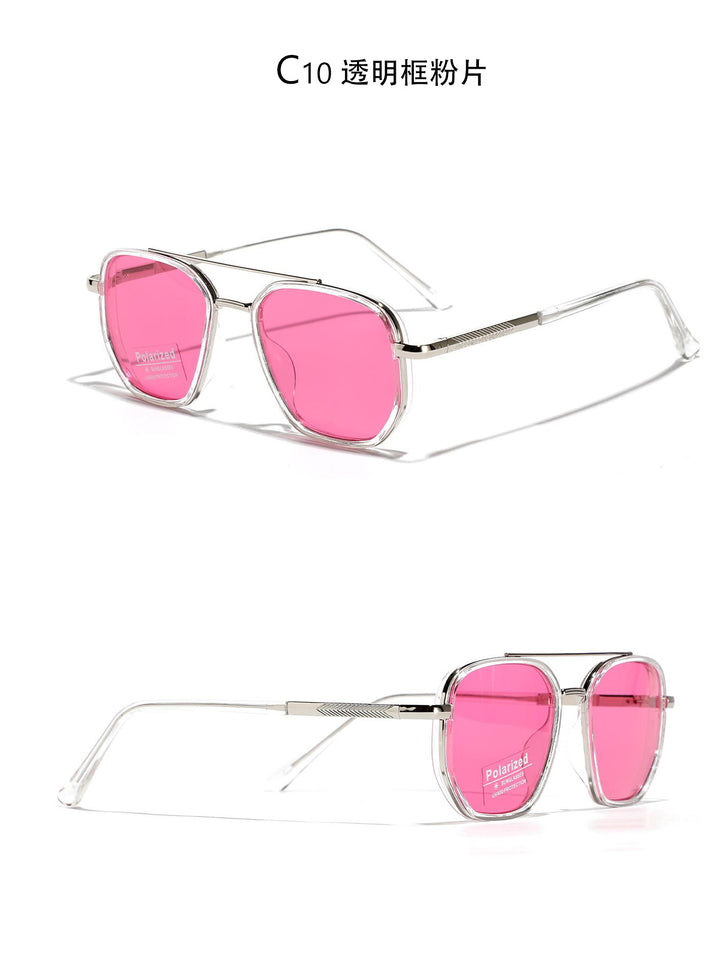 Dame kvadratisk solbrille med polarisert glass og elegant metallramme Skanto