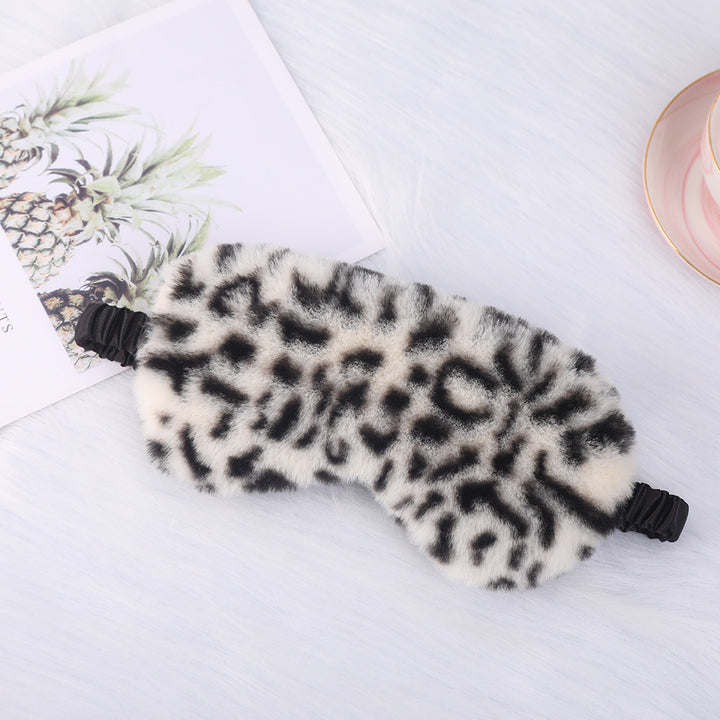 Dame nan luksuriøs kunstpels sovemaske med leopardmønster, ekstra myk polstring og elastisk komfortbånd Skanto