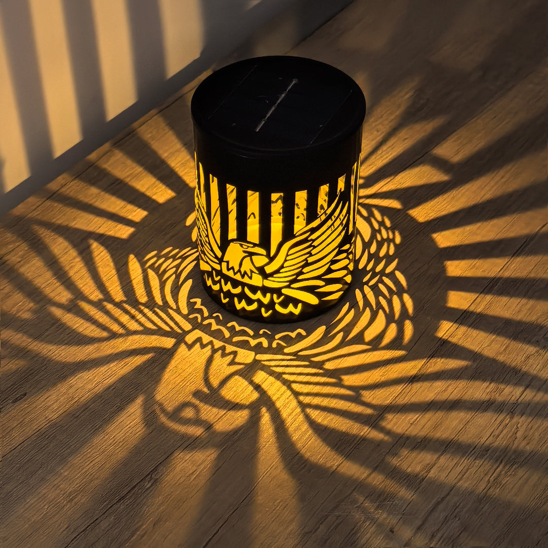Solarlampe med intrikate mandala utskjæringer og varm LED spotlight Skanto