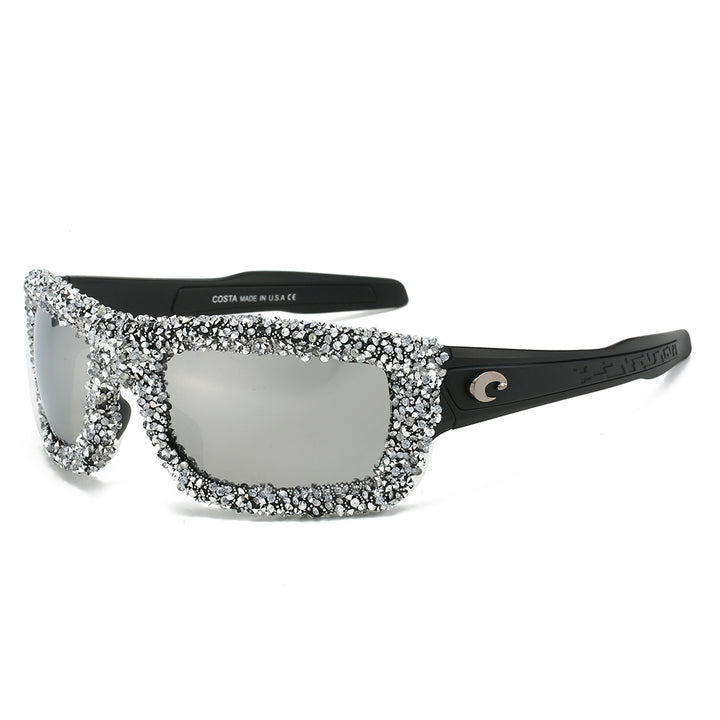 Damer Sportslig Solbrille med glitrende Strassramme Skanto