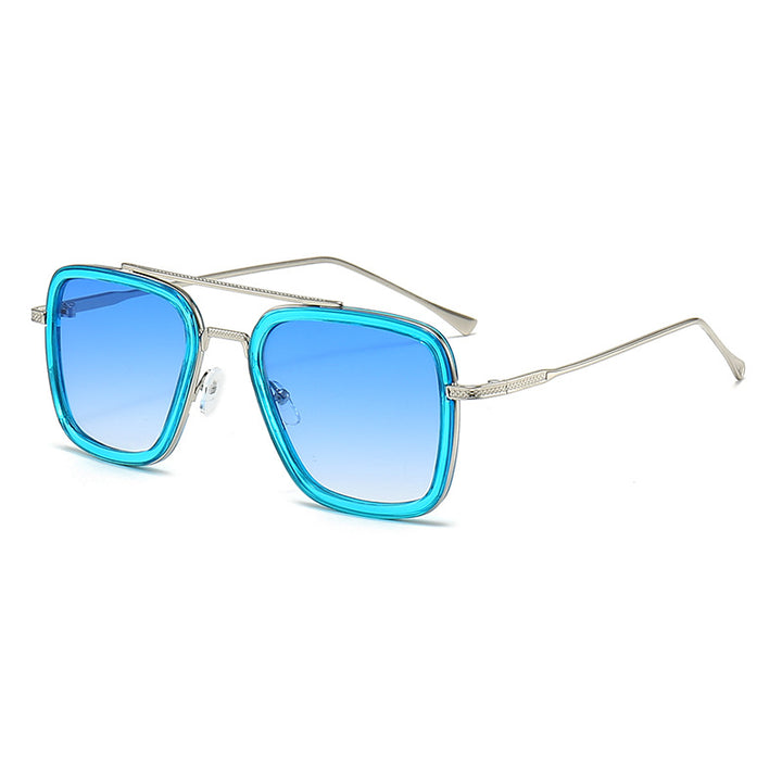 Dame moteristisk kvadratisk solbrille med glamorøs metallramme Skanto