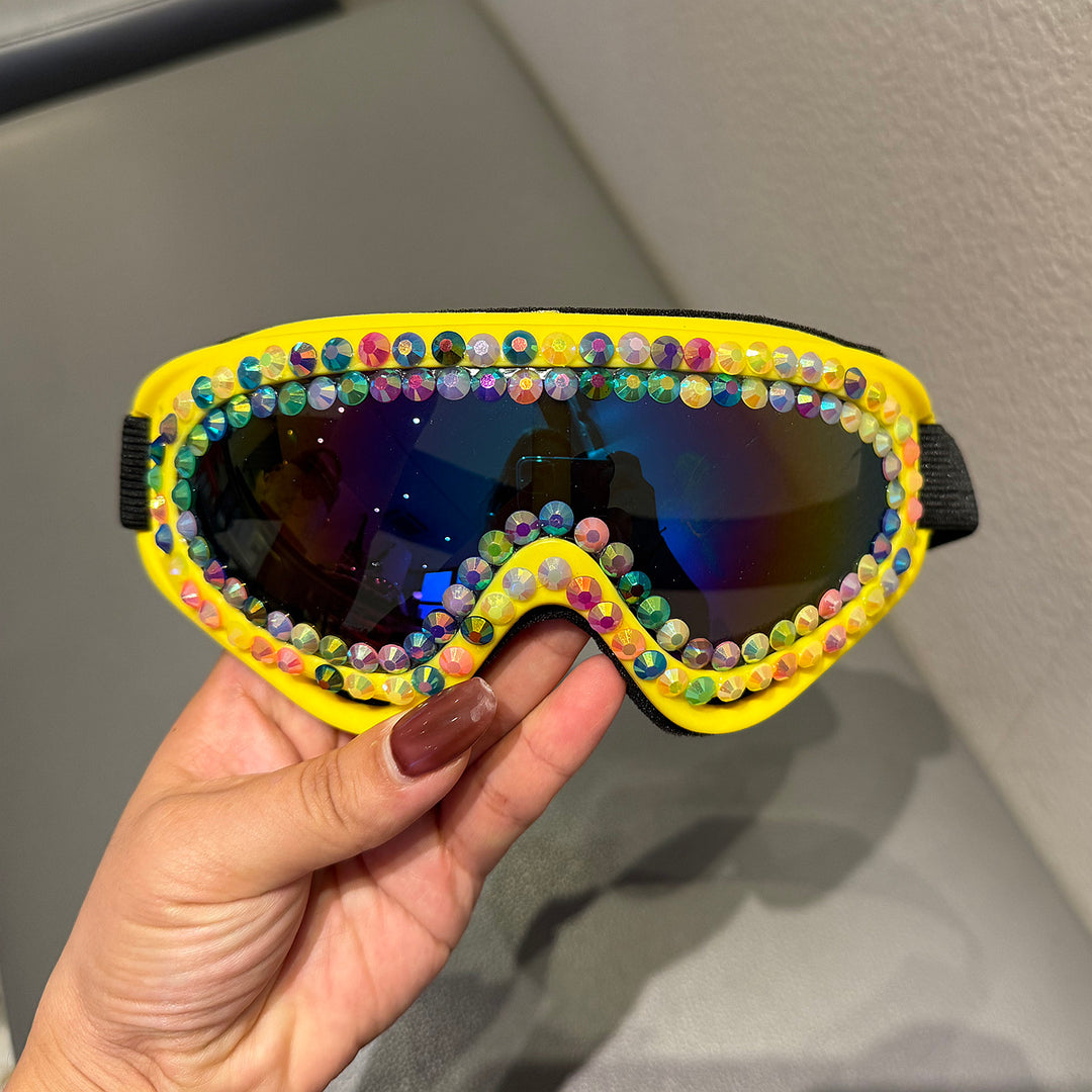 Dame skibrille med glitrende krystallramme Skanto