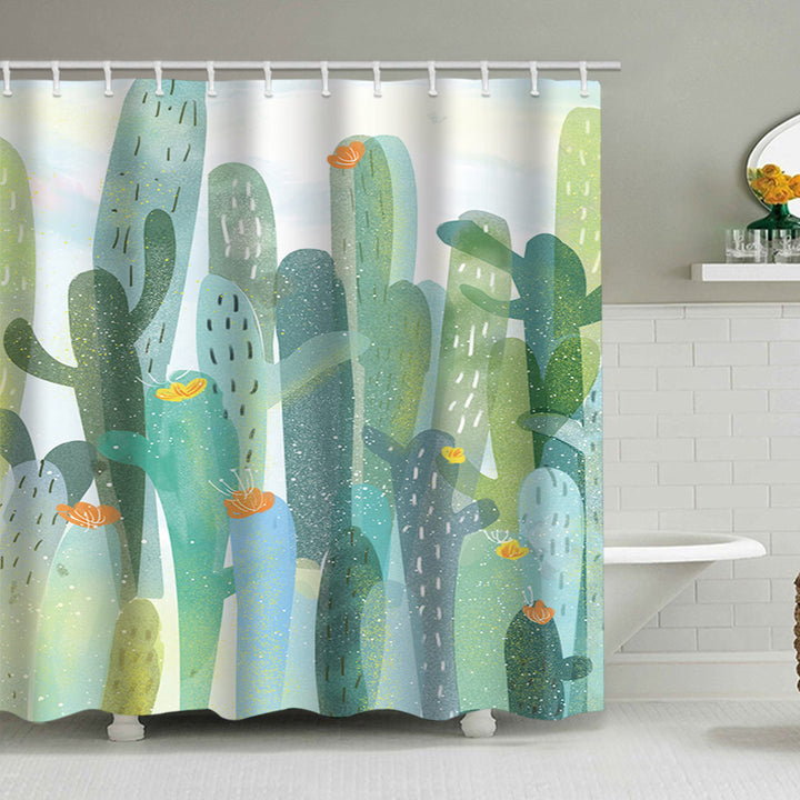 Cactus Garden-tema Duschgardin Skanto