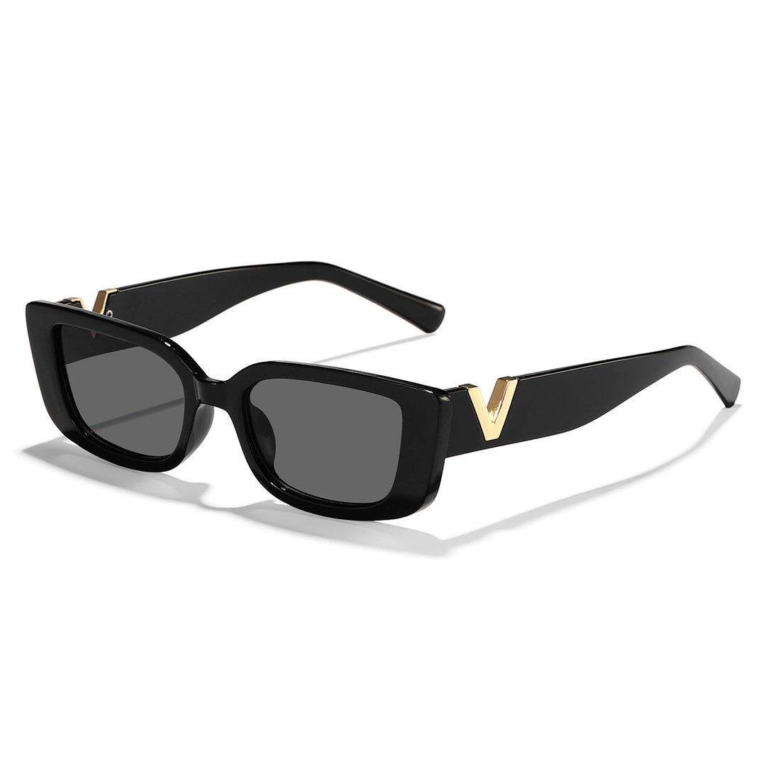 Dame moteriktig kvadratisk solbrille med gullbekledning Skanto