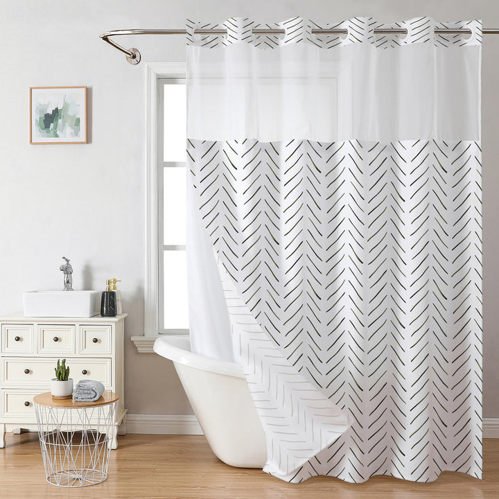 Herringbone mønster dusjgardin Skanto
