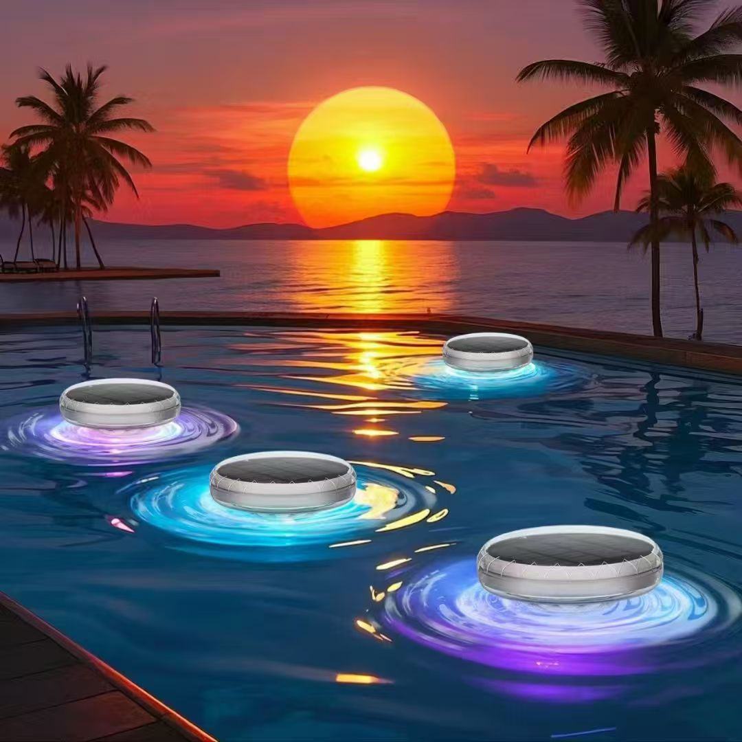 Flytende Sol RGB Svømmebelysning Med Vanntett LED-ring Og Dusk-til-Dawn Sensor Skanto