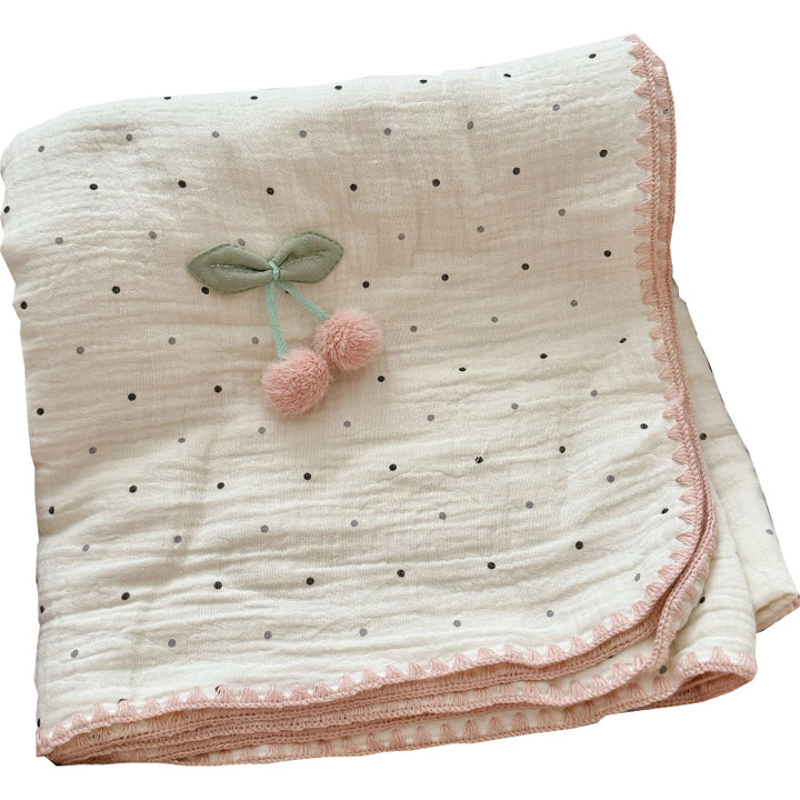 Unisex Cozy Muslin Blanket med lekent pom-pom-design Skanto