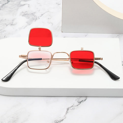 Dame designer solbrille med kvadratisk metallramme Skanto