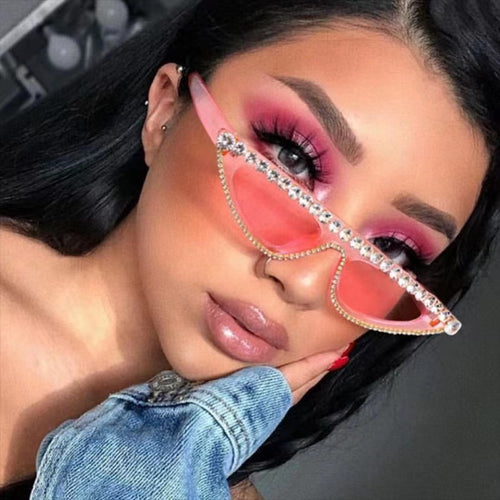Dame Cat-Eye Solbriller med glitrende steindekor Skanto