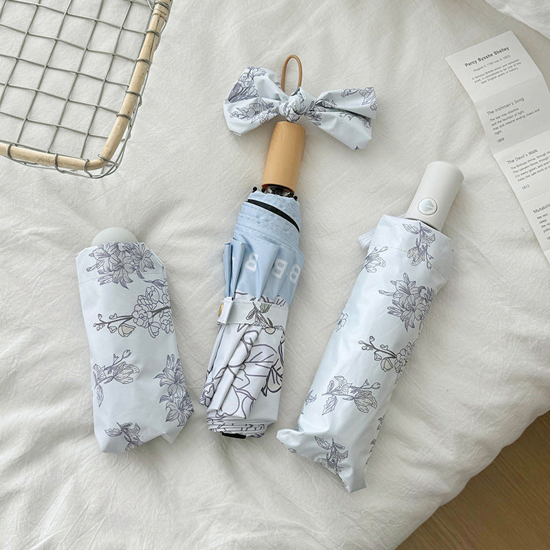 Dame kompakt paraply med blomstermotiv Skanto