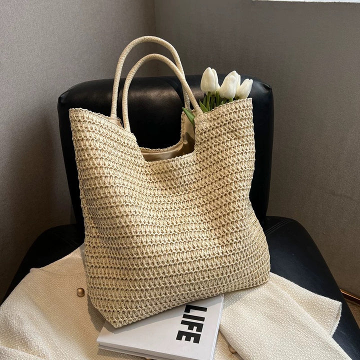 Håndvevd tote bag med strukturerte fletter Skanto