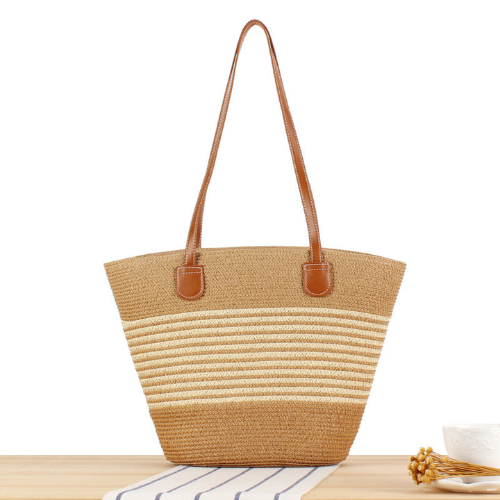 Elegant Straw Bag with Attractive Leather Handles Skanto