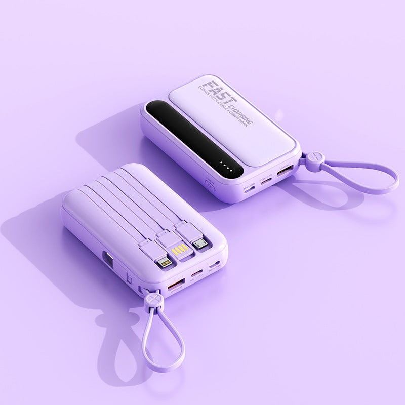 Bærbar powerbank med integrerte hurtigladeporter og multifunksjonskabel Skanto