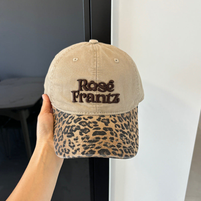 Kvinners slitt leopard trykk baseball cap Skanto