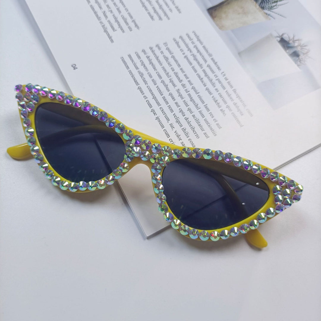 Dame Cat-Eye solbriller med glitrende krystallpynt Skanto