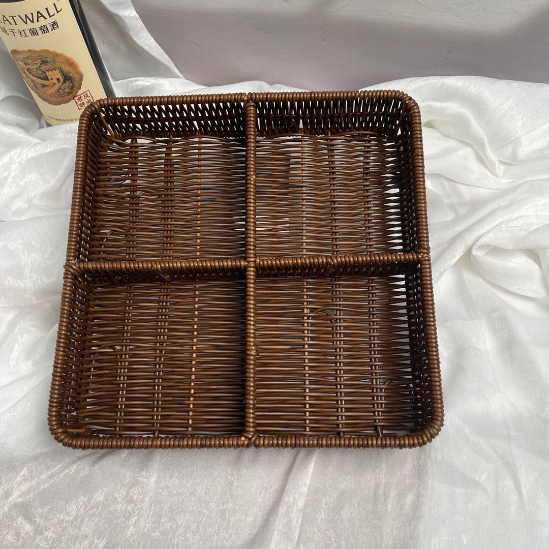 Dame bøffel flette serveringskurv med tre rom Skanto