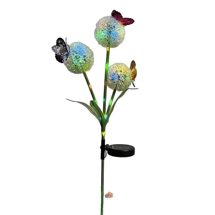 Solar Dandelion Orb Hage Stake Lys Med Sommerfugl Akcent Og Dusk-til-Dawn Sensor Skanto