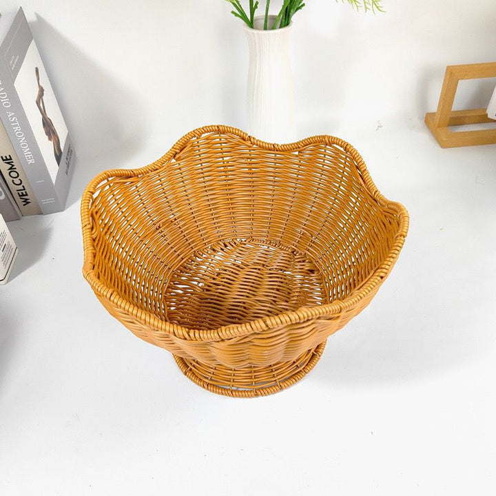 Unisex Rattan Fruktskål med elegante bølgelinjer Skanto