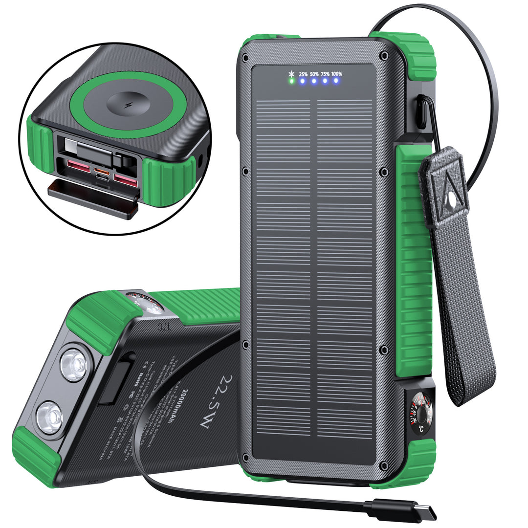 Høytytende solcelle powerbank med multifunksjonelle tilkoblinger og LED-skjerm Skanto