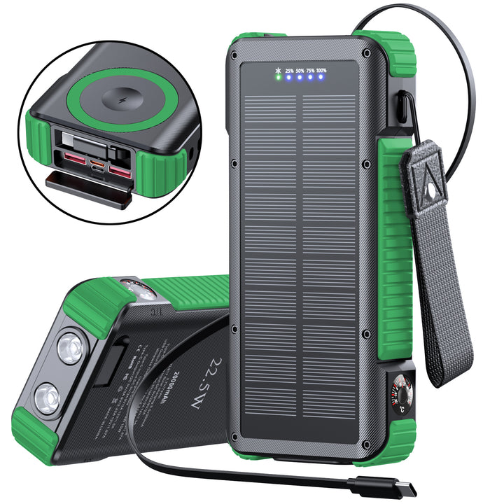 Høytytende solcelle powerbank med multifunksjonelle tilkoblinger og LED-skjerm Skanto