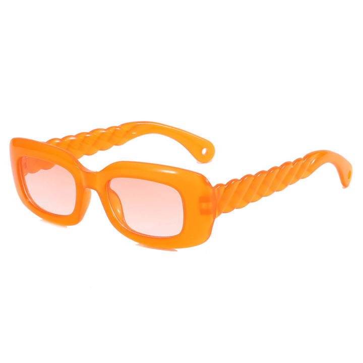 Dame moteriktig firkantet solbrille med unikt vridd stangdesign Skanto