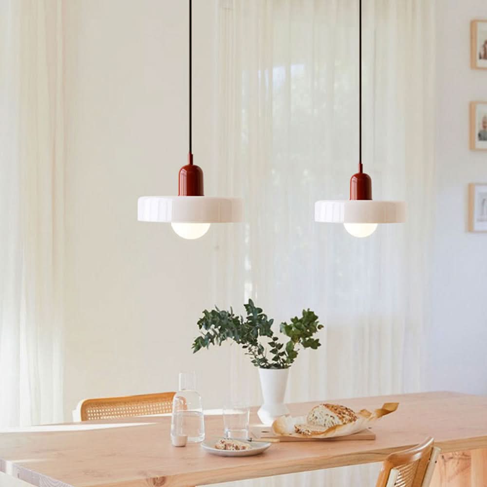 Skanto | Bauhaus Pendellampe i Farget Glass med Justerbart Oppheng