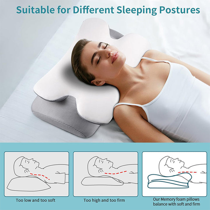 Skanto | Ortopedisk Minne Skumpute for Nakke Smerte – Ergonomisk Kontur Cervikal Støttepute for Side-, Rygg- & Mage-sovne