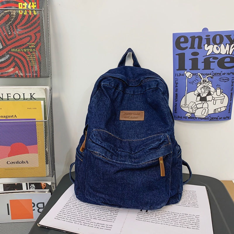 Klassisk Denim Skole Ryggsekk