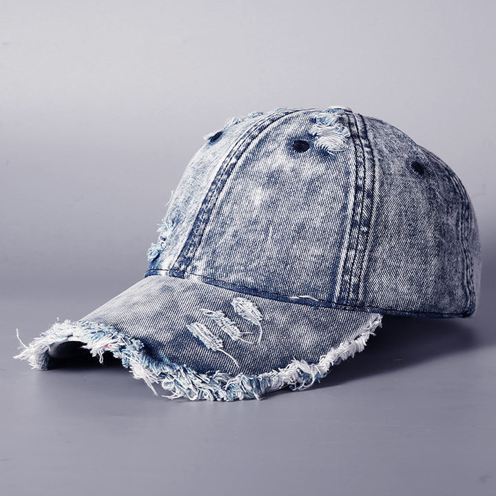 Herre Slitt Vintage Denim Baseball Cap Skanto