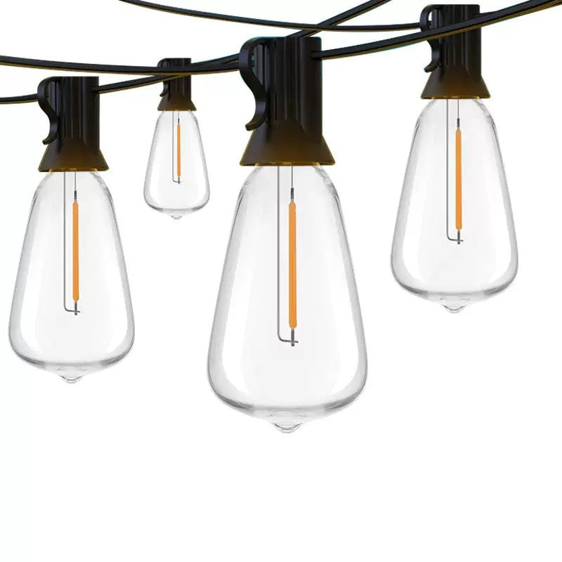 Outdoor Vintage Filament LED String Lights with Shatterproof Teardrop Bulbs and Heavy-Duty Weatherproof Cords Skanto