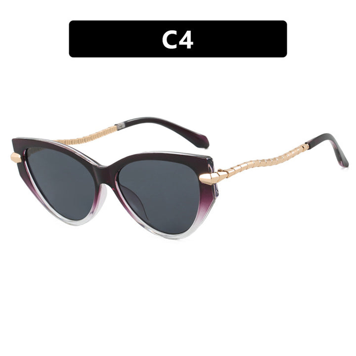 Dame Cat-Eye solbriller med elegant metallramme og stilige aksenter Skanto
