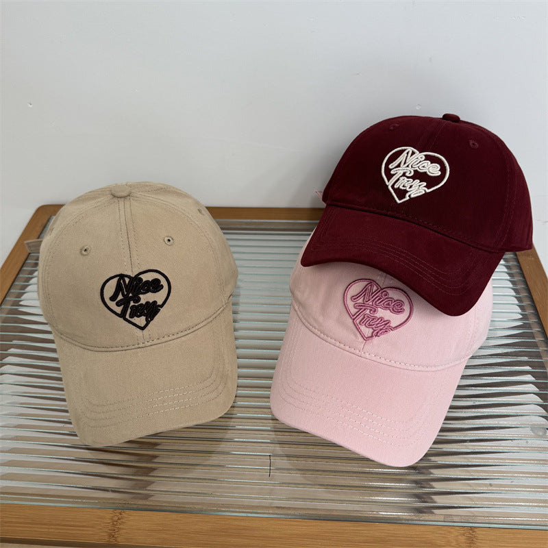 Kvinne Brodert Hjerte-Detalj Baseball Cap Skanto