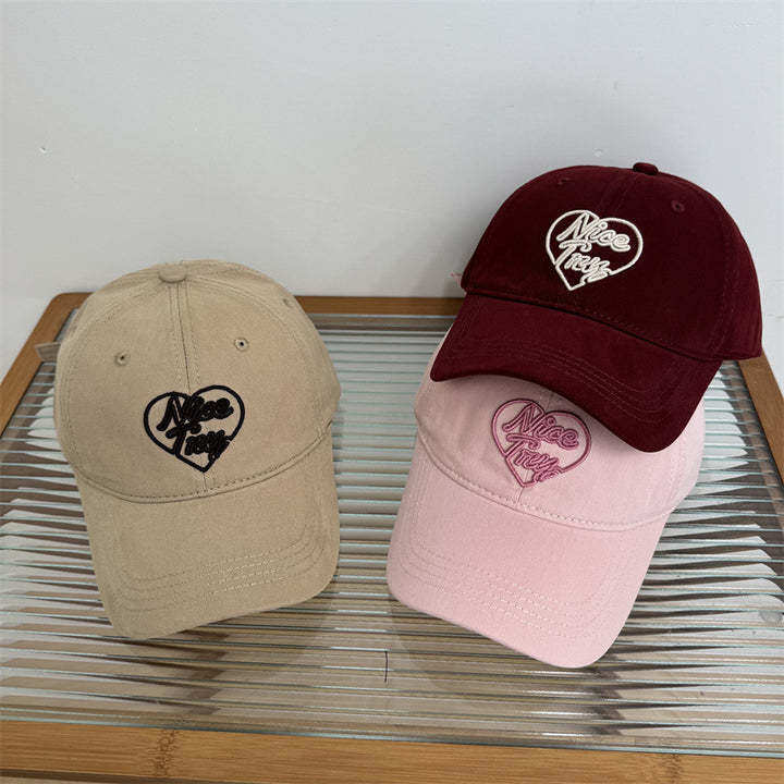 Kvinne Brodert Hjerte-Detalj Baseball Cap Skanto