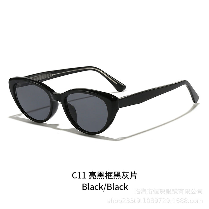 Kvinnenes katteøyne solbriller med høy kvalitet, gjennomsiktig ramme og UV-beskyttelse Skanto