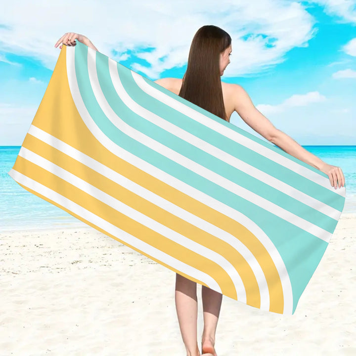stort og mykt strandhåndkle med stripestruktur Skanto
