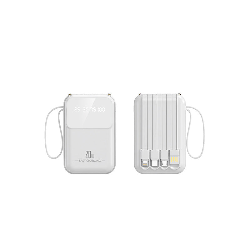 Bærbar powerbank med integrerte ladekabler og smart ladestatusindikator Skanto