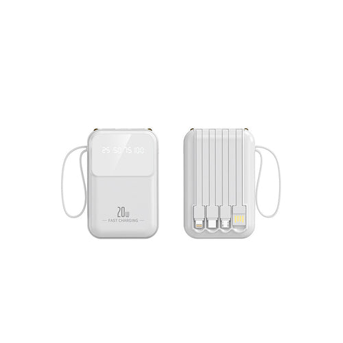 Bærbar powerbank med integrerte ladekabler og smart ladestatusindikator Skanto