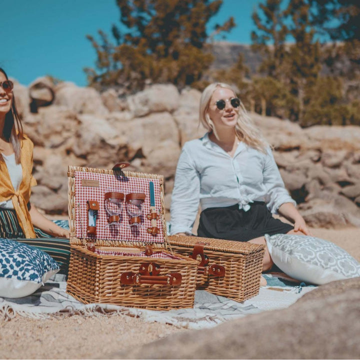 Kvinnenes piknikkurv med integrert servisesett og rustikk design Skanto